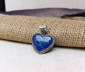 Cabujón de corazón de lapislázuli Natural, colgante de diseñador Chapado en plata de ley 925 sólida, joyería al por mayor para mujer, novedad - Product Image 3