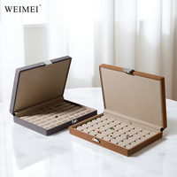 Caja de almacenamiento de piedras preciosas de microfibra de 48 ranuras WEIMEI, logotipo personalizado para piedra suelta de color Diamante, organizador de joyas, vitrina