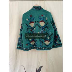 Venta al por mayor Uzbek Suzani algodón TNT tela bordado a mano Unisex fiesta desgaste chaqueta mujer abrigo Chaqueta corta - Product Image 5