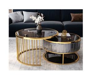 Nouvelle table basse dewdesign tendance faite à la main avec dessus en marbre blanc pied en métal doré avec forme et taille personnalisées à des prix abordables - Product Image 2