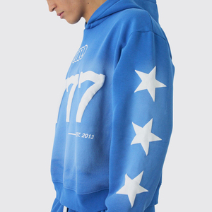 Puff estampado logotipo personalizado alta calidad 100% algodón hombres Puff estampado chándal con capucha Conjunto personalizado Puff impresión chándales - Product Image 3