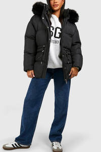 Parka surdimensionnée avec bordure en fausse fourrure, logo personnalisé, meilleure vente Veste bouffante pour femme coupe-vent d'hiver décontractée pour femme - Product Image 6