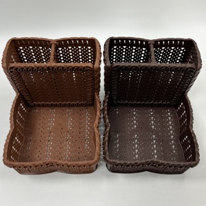 Two-Tier Rattan-Look Plastic Organizer <b>Tray</b> for Kitchen Dining <b>Office</b> Customizable OEM ODM Plastic Storage Bins & Boxes - Product Image 6