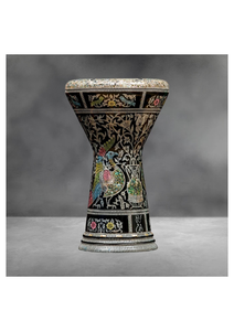 Gawharet El Fan, Tambor Doumbek de Aluminio con Diseño Floral de Pavo Real, Multicolor, Hecho a Mano - Product Image 5
