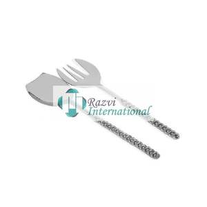 Serveurs à salade dorés avec poignées en marbre, décoration moderne pour la maison et la cuisine d'hôtel, service élégant et chic, ensemble de couverts pour serveur à salade - Product Image 5