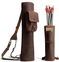 HUNTING Archery OEM Flècheur à dos entièrement personnalisé en cuir de vache 100% véritable 50CM Emballage en polyéthylène Compétition de tir