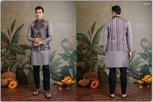 Ensemble Kurta Pyjama en Séquence pour Hommes Ensemble Kurta Pyjama en Soie pour Hommes Ensemble Kurta Pyjama en Séquence pour Hommes Ensemble Kurta Pakistanais pour Hommes pour les Fêtes - Product Image 2