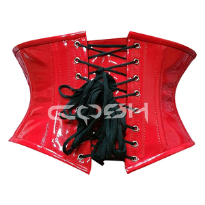 เครื่องรัดตัวมีซิปปิดขึ้นใต้หน้าอกเหล็กโครงพีวีซีสีแดง - Product Image 6