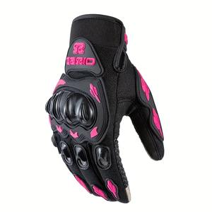 Gants de moto en cuir unisexe, compatibles avec les écrans tactiles, respirants, antidérapants, pour l'hiver, avec fermeture à boucle et crochet, pour le sport - Product Image 2
