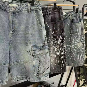 Pantalones Cortos de Malla para Hombre, Estilo Urbano Personalizado, Desgastado, Vintage, Lavado Ácido, con Pedrería, Estilo Hip Hop, Diamantes, Holgados, Fabricante 2026 - Product Image 6