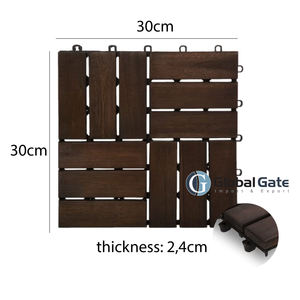 Dalles de terrasse extérieures en bois d'acacia du Vietnam, 300x300mm, imperméables, antidérapantes, écologiques, à emboîtement, garantie 5 ans+, pour jardin - Product Image 3