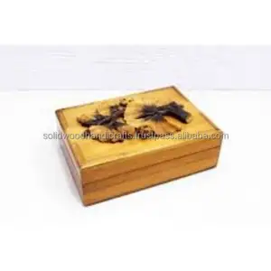 Venta al por mayor Recuerdo Tallada Bodas Caja de madera sin terminar Cajas de almacenamiento hechas a mano
