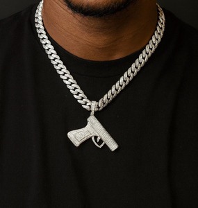 Pendentif pistolet hip-hop en moissanite VVS glacé, plaqué or, argent 925, bijoux brillants pour rappeurs à bas prix - Product Image 4