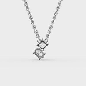 Colgante de Dos Piedras de Diamante con Corte Asscher y Ovalado en Plata de Ley 925 Sólida - Product Image 4