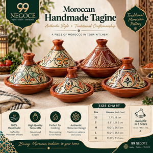 Tajine marocain en argile, fait main, avec couvercle en céramique, ensemble de 2 pièces, ustensiles de cuisson écologiques pour four et cuisinière, poignées en acier inoxydable - Product Image 2