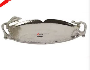 Plateau de service en aluminium en métal de longue taille de forme ovale le plus vendu pour le restaurant et le bar d'hôtel - Product Image 3