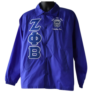 ZPB logotipo personalizado bordado letras griegas Vintage rompevientos letras griegas Crossing Line chaqueta hombres entrenadores chaqueta Zeta Phi - Product Image 4