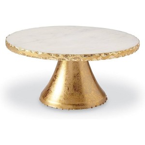 Mud Pie Marble Pedestal Cake Serving Stand Gold 2024 Soporte de pastel de mármol de nuevo diseño con soporte de metal Cupcakes & Pizza - Product Image 1