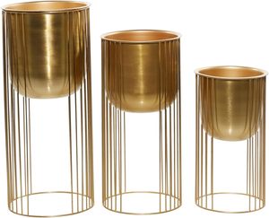 Prix bon marché en laiton métal forme ronde jardinière brun fini ensembles de 2 martelé Texture fantaisie Style luxe fait à la main maison - Product Image 6