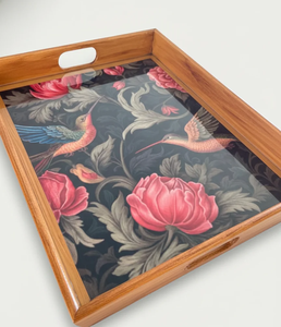 Bandeja de Madera Natural Ecológica Premium para Servir Alimentos, Bandeja Rectangular de Madera Maciza Hecha a Mano con Tamaño Personalizado para Té y Café - Product Image 5