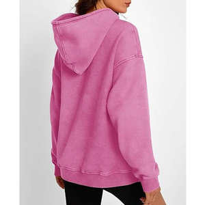 Ligero mejor venta en línea mujeres ácido lavado sudaderas Streetwear logotipo personalizado manga larga Sudadera con capucha para las mujeres - Product Image 3