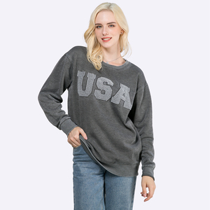 Personnalisé Automne Femmes 100% Coton Hip Hop Ras Du Cou Pull Sweat Avant Logo Décontracté Mode En Gros - Product Image 1