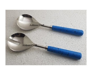 Juego de servidor de ensalada con mango de piedra moderno y logotipo personalizado, accesorios de cocina de acero inoxidable con logotipo para el hogar y el espacio de la Mesa - Product Image 4