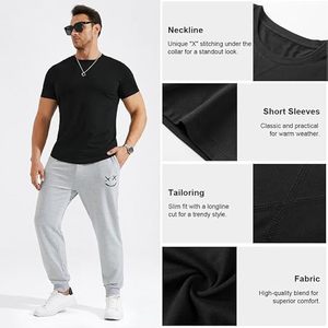 T-shirts à col rond pour hommes Multipack Short Sleeve Hipster Hip Hop Longline Classic Tee Tops - Product Image 3