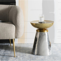Table d'appoint moderne design en verre et métal Table basse couleur or en acier inoxydable de qualité supérieure pour le salon prix de gros