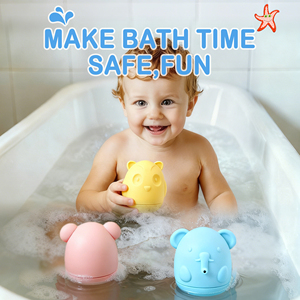 Ketaili Custom Logo Cute Animal Cognitive Floating 4-in-1 <strong>Bath</strong> Spray Water Silicone <strong>Bath</strong> <strong>Toys</strong> <strong>for</strong> <strong>2</strong>-4 <strong>Year</strong> <strong>Old</strong> Unisex Kids - Product Image 4
