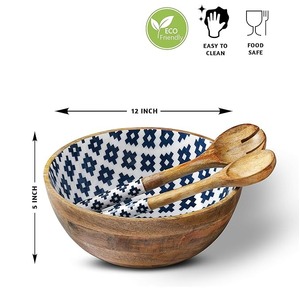 Tazón de Madera Hecho a Mano para Cocina, Uso Diario, Diseño Floral Ecológico, No Tóxico, para Comida, Desayuno, Fiestas, Decoración Festiva - Product Image 4