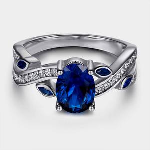 Anillo clásico de plata maciza 925, joyería para mujer, Plata de Ley 925, cuarzo azul, piedras preciosas, estilo bohemio, anillo hecho a mano, regalo para mamá - Product Image 1