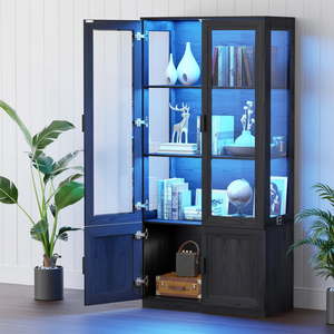 Estantería Alta Moderna <span class=keywords><strong>de</strong></span> Acero con Luces LED para Almacenamiento, Vitrina para Curiosidades, Sala <span class=keywords><strong>de</strong></span> Estar, Dormitorio, Coleccionables, Ahorro <span class=keywords><strong>de</strong></span> Espacio, Venta al por Mayor - Product Image 5