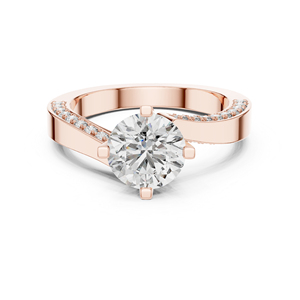 แหวนหยดน้ำเพชรทรงกลมสีเหลืองทอง 14K สำหรับผู้หญิง |   เครื่องประดับเจ้าสาว |   เพชรที่เพาะเลี้ยงใหม่ - Product Image 5