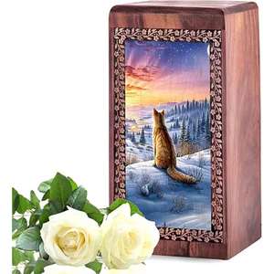 Suministros funerarios Urnas de cremación de madera de mango estampadas para cenizas humanas disponibles a precios al por mayor del exportador indio - Product Image 1