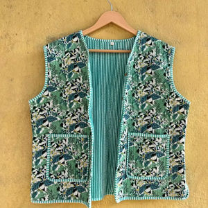 Veste courte tendance pour femmes, veste florale, veste matelassée, nouveau style, veste en coton sans manches, courte - Product Image 1