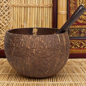 Bol en coque de noix de coco artisanal pour fruits secs, collations et décoration de table, écologique, accent de cuisine et de salon, en provenance d'Inde - Product Image 6