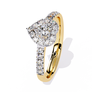 Anillo de Compromiso con Halo de Corazón de Oro de 18K Certificado, Diamante Cultivado en Laboratorio de 0.35 Quilates con Certificado IGI, Diseño Romántico para Mujer, Sheeraj - Product Image 1