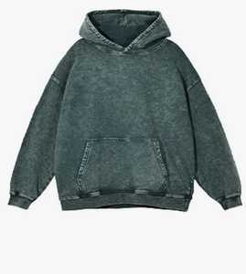 Sweat à capuche OEM personnalisé délavé à l'acide pour la saison hivernale en polyester/coton découpé Motif solide teint uni - Product Image 3