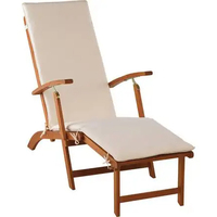 Tumbona Plegable Moderna y Resistente Natsum de Madera de Teca Sólida con Cojín Impermeable para Muebles de Exterior, Uso en Parques y Hoteles
