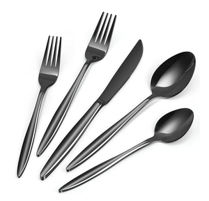 Cuchara de cubiertos de acero espejado Color negro mate Cubiertos con mango nuevo para manualidades Juego de cucharas de acero inoxidable usadas - Product Image 5