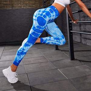 Nueva llegada Tie Dye Leggins sin costuras Para Mujer Cintura alta Control de barriga Peach Hip Skin Friendly Gym Sports Yoga Pantalones - Product Image 2