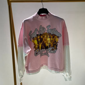 เสื้อยืดคอกลมคอเต่าสำหรับผู้ชายทรงโอเวอร์ไซส์280กรัมคอลูกเรือถักแบบแข็งดีไซน์ลายพิมพ์ DTG - Product Image 2