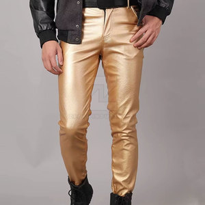 Pantalon en cuir pour homme décontracté, respirant et léger, lavage moyen foncé, haute qualité, logo personnalisé, best-seller - Product Image 3