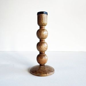 Candelabro de madera de acacia Natural de diseño Simple, candelabro de madera pulido hecho a mano o candelabro - Product Image 1