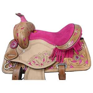 Sillines de carreras de barril a granel, venta al por mayor, cuero genuino, hechas a mano, monturas de caballo occidentales Premium, tachuela de equitación de rodeo directa de fábrica - Product Image 4