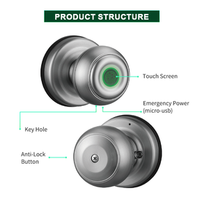 NK01 Serratura Digitale Professionale per Porte in Legno con Maniglia in Lega di Alluminio, Impronta Digitale e Accesso Remoto - Product Image 2