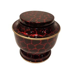 โกศอลูมิเนียมสำหรับผู้ใหญ่สลักลายดอกไม้วินเทจดีไซน์คลาสสิกของที่ระลึกสำหรับเถ้ากระดูกมนุษย์สีน้ำเงินมีพันธะสีทอง - Product Image 6