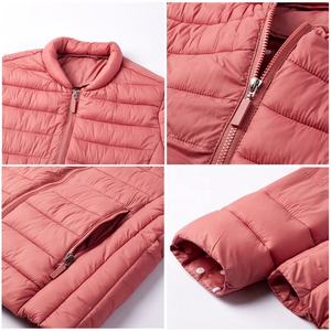 Blouson d'hiver rose pour femme, col montant, fermeture éclair intégrale, manches longues, doublure en nylon et laine, garde au chaud - Product Image 2