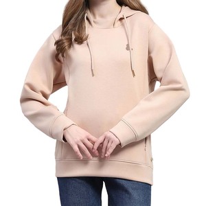 Sudadera CON CAPUCHA DE Color sólido de alta calidad para mujer, venta al por mayor, bolsillo de canguro liso, ajustado, informal, poliéster, algodón - Product Image 1